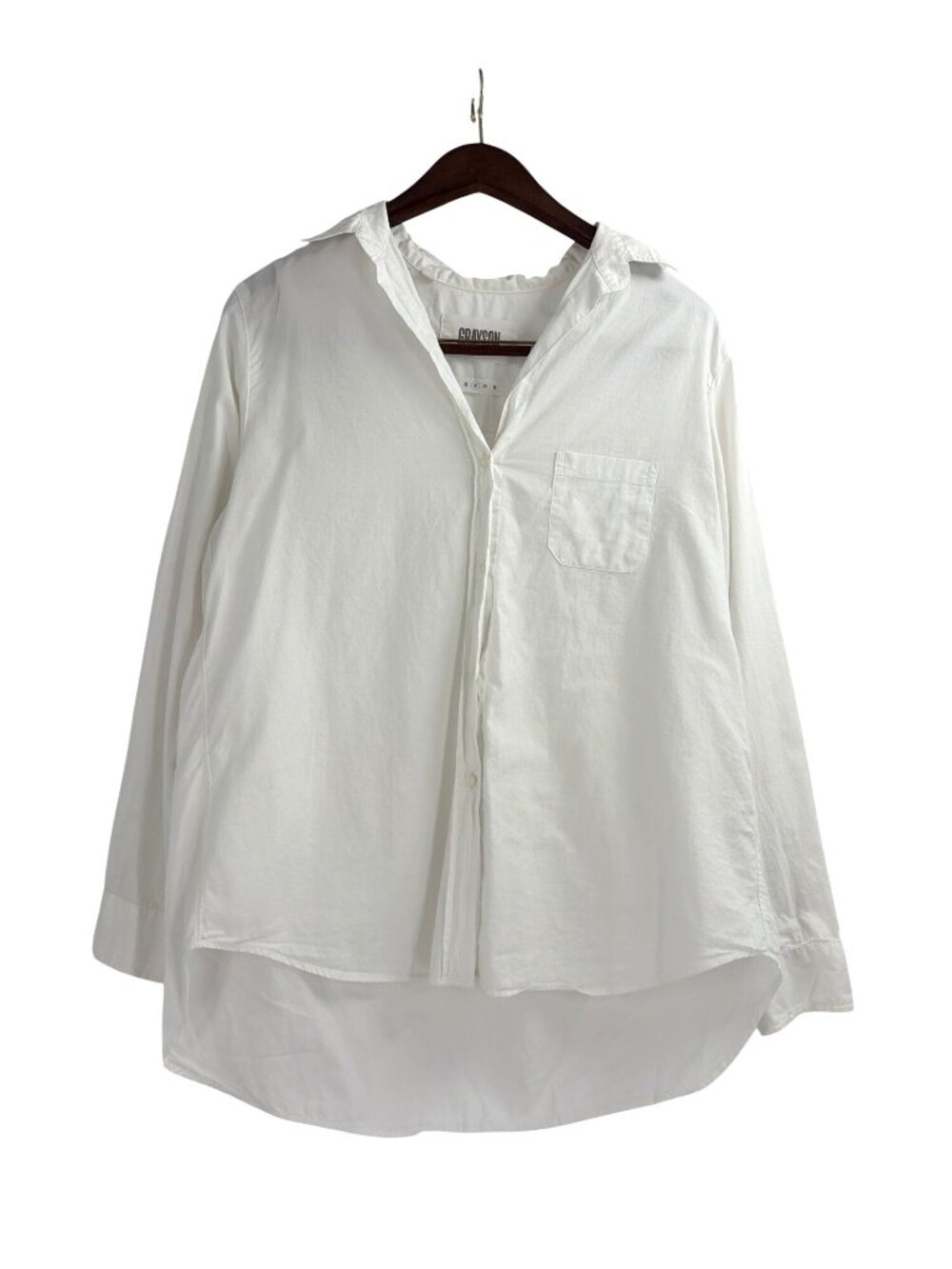 Grayson Womens Medium The Hero Long Sleeve Button Up Oversize Shirt White Casual